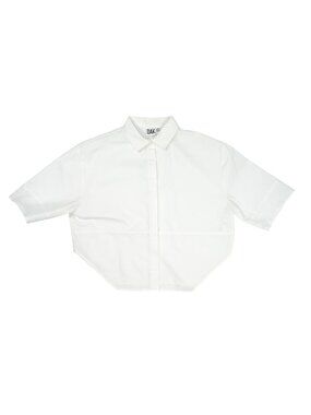 OAK NYC Button Up Crop Top in White